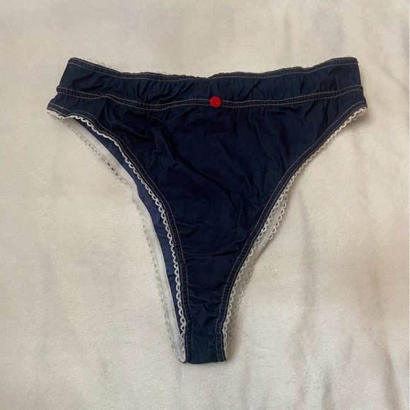 New! For Love and Lemons Iris High Waisted Cheeky Bikini Bottom Navy 1621 - Picture 2 of 10